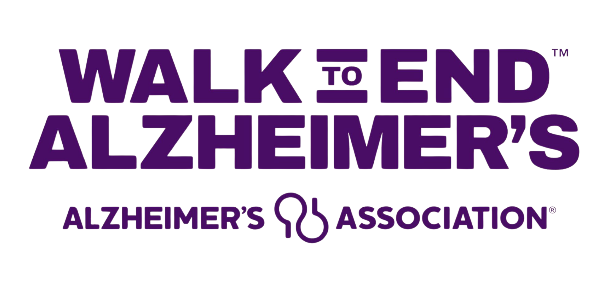 Purple 'Walk to End Alzheimer's' logo with Alzheimer's Association branding.